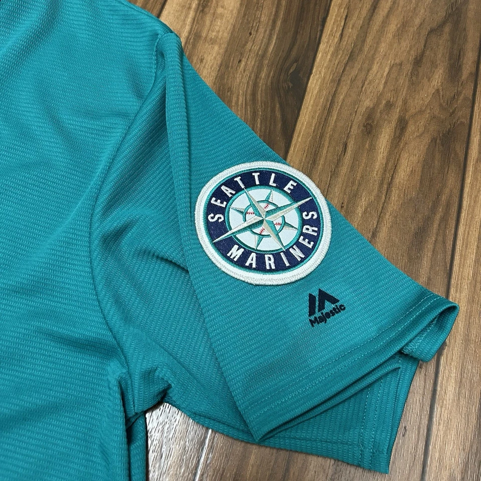 Seattle Mariners Cano Authentic Majestic Cool Base Teal Jersey Sewn Mens XL - Image 3 of 4