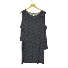 Chico's Double Layer Sleeveless Shift Dress Womens Size XL Black White