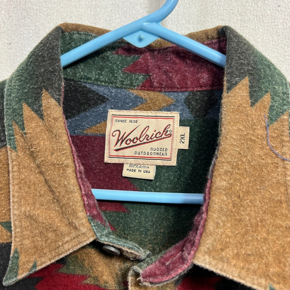 Woolrich Southwestern Shirt Mens 2XL Flannel Aztec Long Sleeve Button Vintage - Image 3 of 4