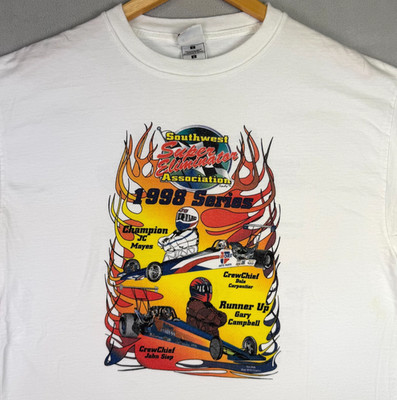 VTG 90s Formula 1 T Shirt Mens L White Racing Southwest Flames Competition 1998