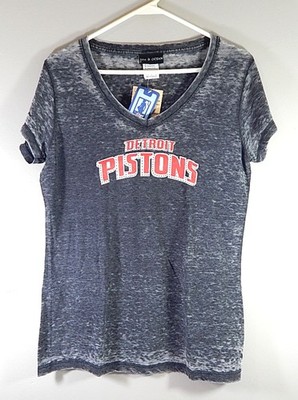 Detroit Pistons Burnout Logo 5th & Ocean NBA4Her Ladies Shirt Size XL New