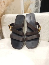 Massimo Dutti Women's Leather Sandals Size 4 Chocolate Brown Summer Shoe