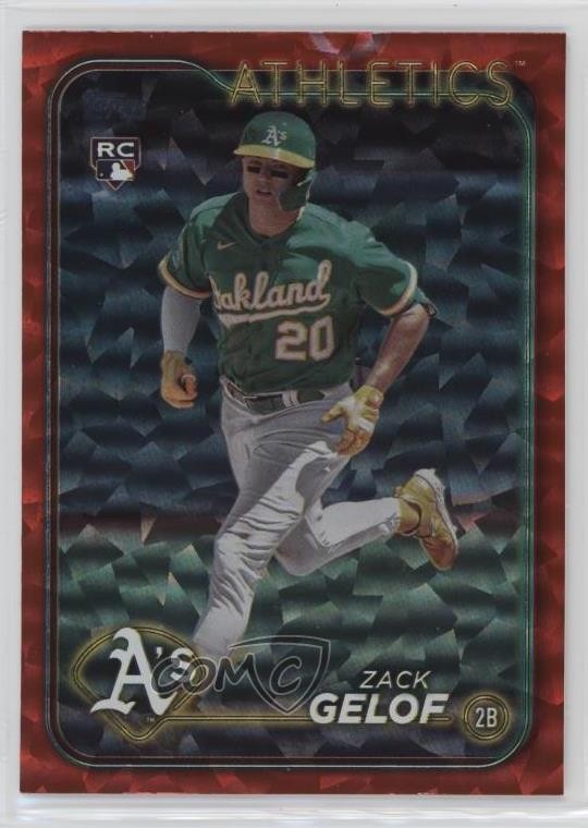 2024 Topps Series 1 Red Crackle Foil 13/199 Zack Gelof #166 Rookie RC 0rv8