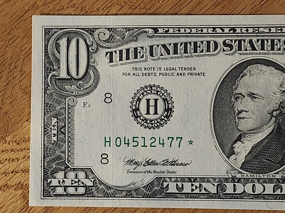 1995 $10 "STAR NOTE" GEM/UNC ST LOUIS #H04512477* 3 OF 3 CONS SERIAL NUMBERS - Image 3 of 4