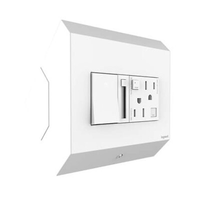 Legrand Adorne Square Control Box Paddle Dimmer 15A GFCI Outlet White APCB6W2