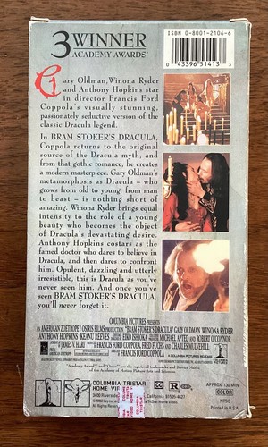 VHS Dracula 1993 Columbia TriStar Francis Coppola horror Gary Oldman film vtg - Afbeelding 3 van 6