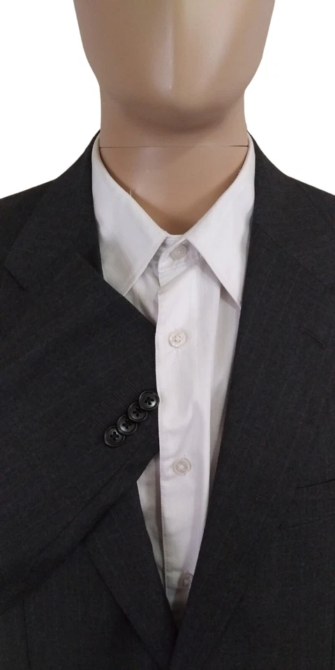 Corneliani Italy Two Piece Flannel Gray Brown Stripe Fine Wool Suit 42R 32X32 - Image 4 of 4