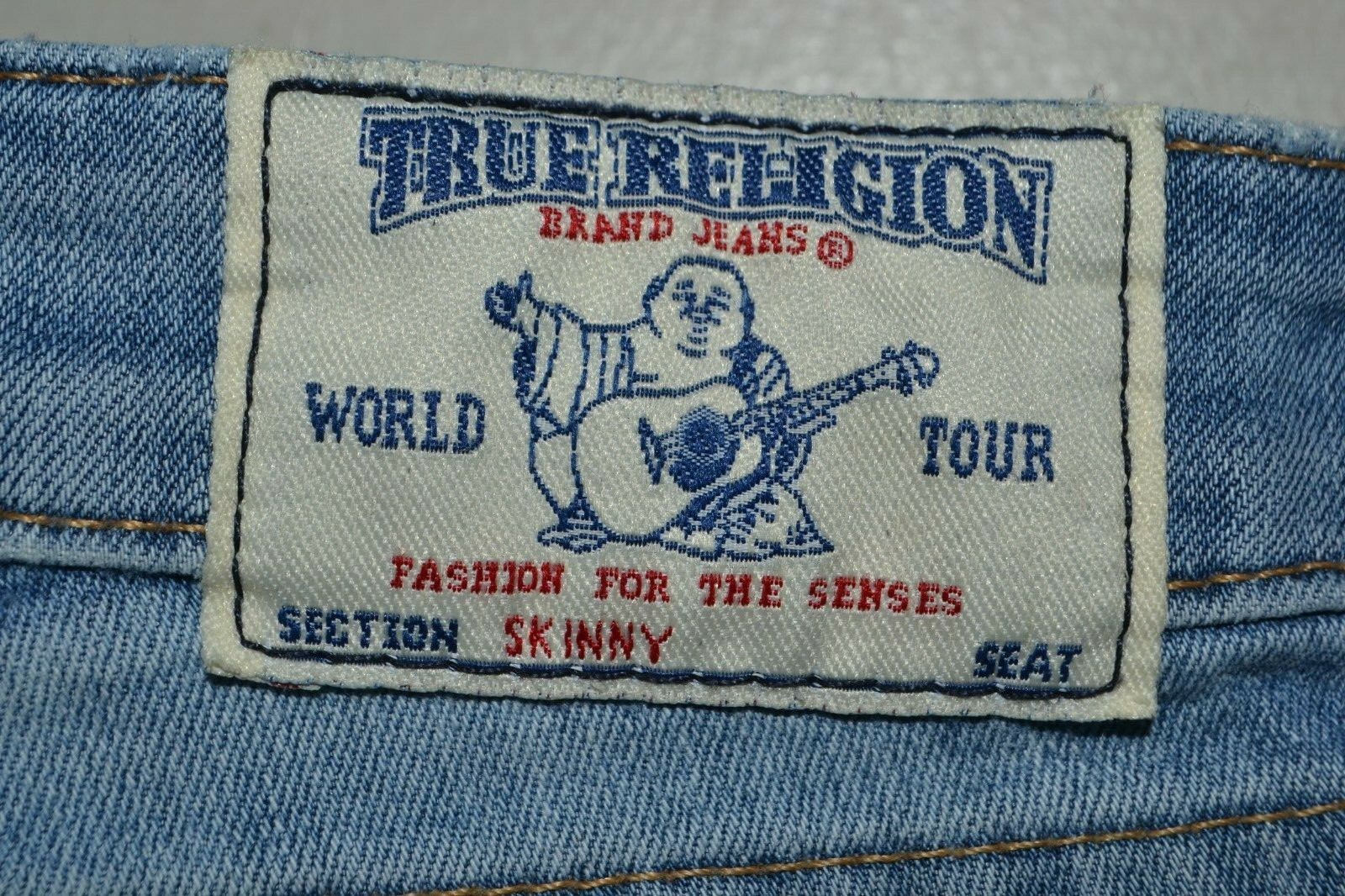 True Religion Women's Skinny Pocket Flaps Light Blue Denim Jeans Sz 25x32 thumbnail 3