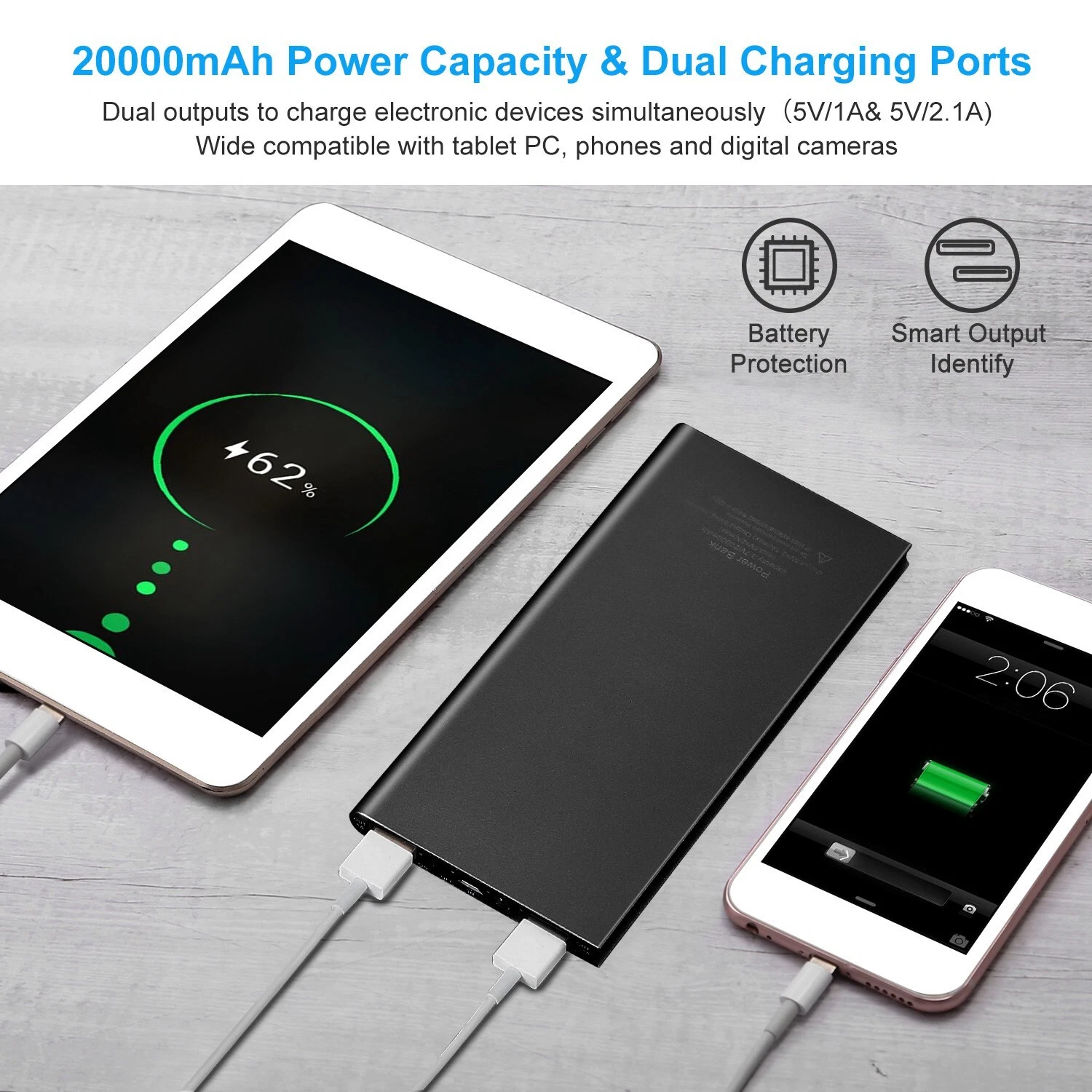 20000mAh Battery Pack for Heated Vest Jacket Pants Scarf USB Power Bank 5V/2.1A image 4