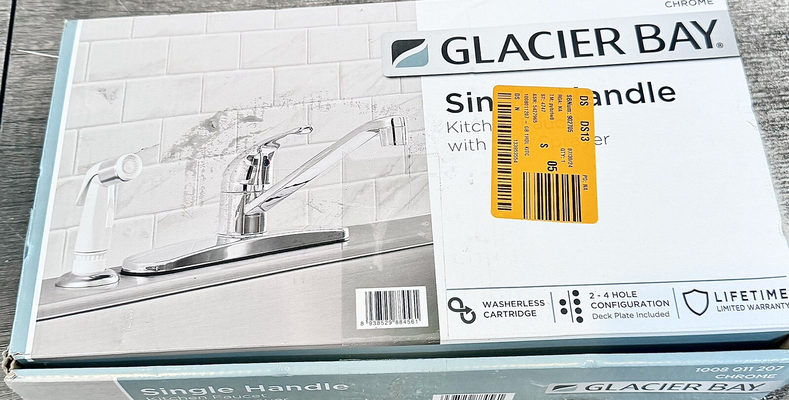 Glacier Bay Single Handle Standard Kitchen Faucet in Polished Chrome Side Spray