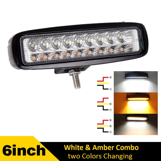 6" inch LED Work Light Bar Flood Spot Driving Fog Lamp Dual Color White