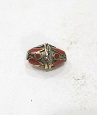 Beads Red Stone Middle Eastern Silver Triangle Beads 20mm