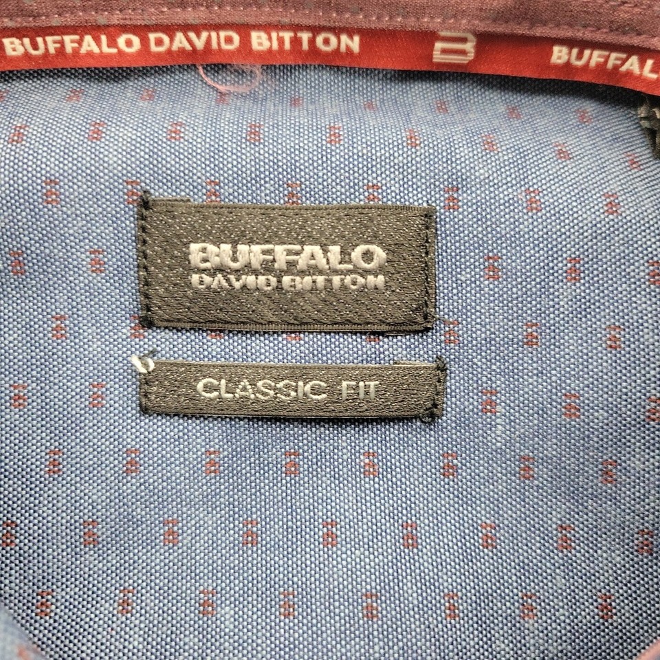 Chemise Buffalo David Bitton Homme 2XL - Bleu Cobalt - 100% Coton - Manches Longues - Neuf Avec étiquettes