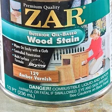 ZAR Oil Based Interior Wood Stain 129 Amber Varnish Half 1/2 PT 236 ml Premium