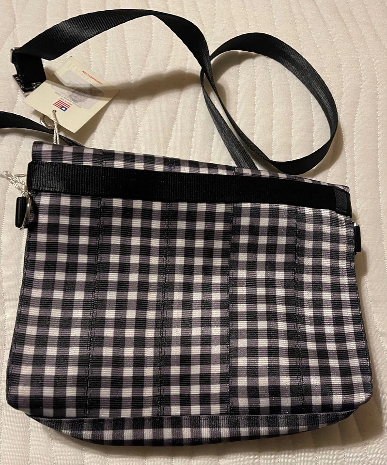 Bolso sin asas Harveys cinturón de seguridad negro/blanco con lazo plegable de guinga nuevo con etiquetas Foto 2 de 4