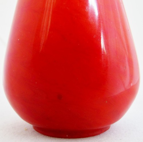 3,65" Antik ? Chinesische rote Peking Glas Schnupftabakflasche mit Karneol orange Farbe - Bild 11 von 12