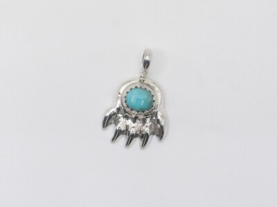 Sterling Silver Navajo Handmade Bear Paw Pendant