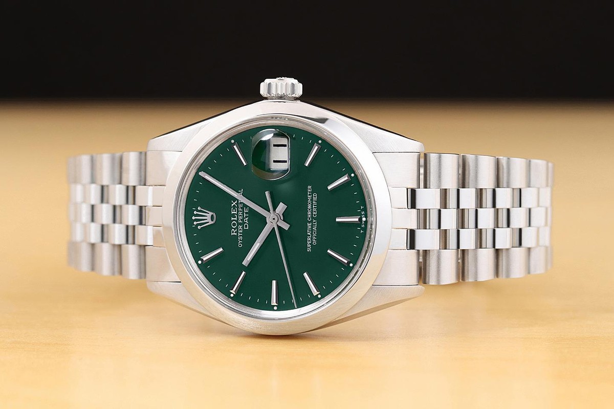 純正 ROLEX 1500 ベゼル 傷あり ステンレス Bezel Rolex Oyster Perpetual Date 34mm Silver Smooth Bezel Watch 1500