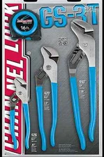 Channellock GS-3T 3pc Tongue & Groove Plier Set with 16 ft. Measuring Tape