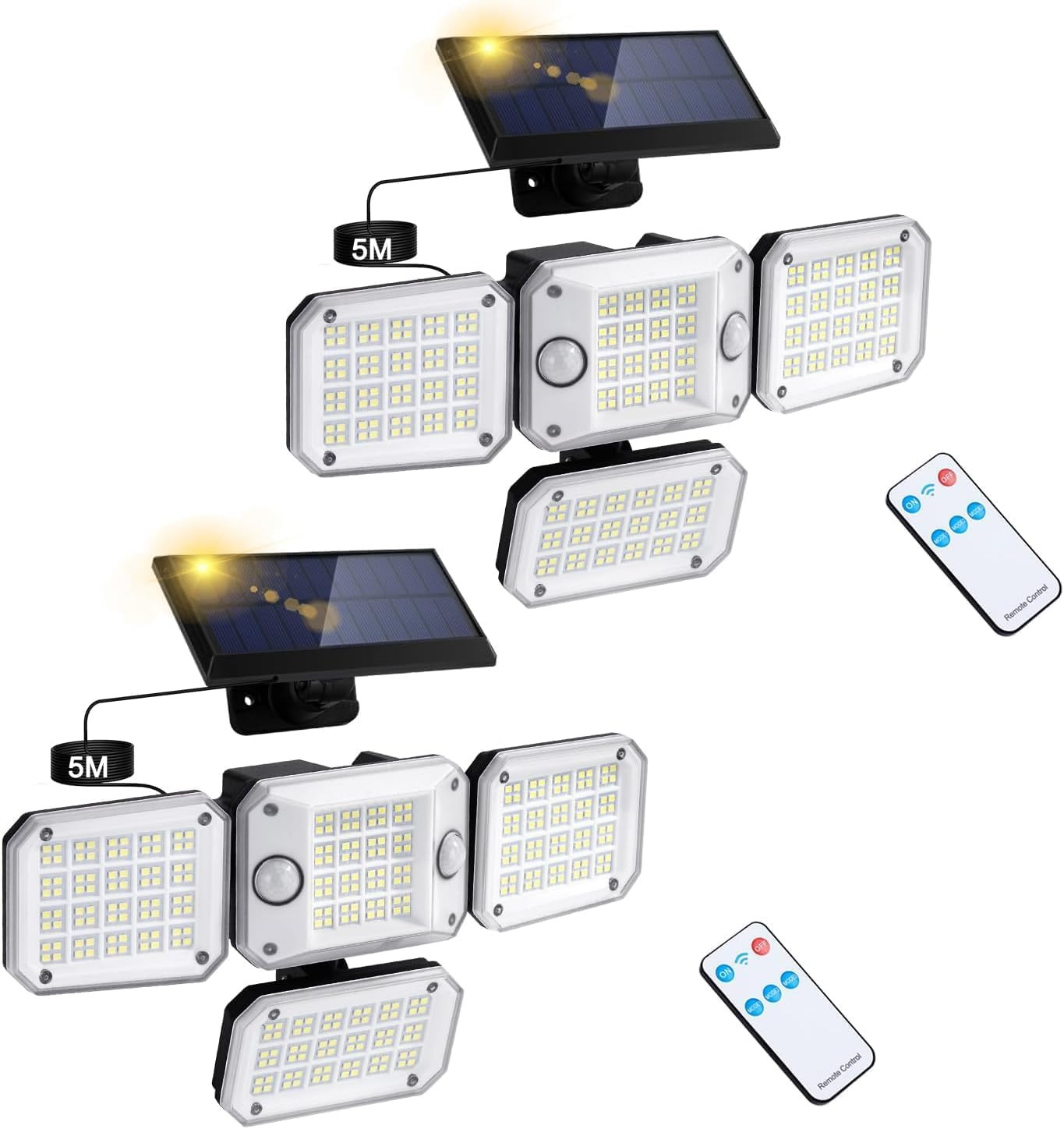 Faretto LED Solare con 2 Sensori Movimento 3500LM 296 LED IP65