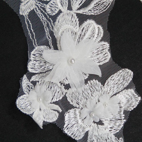 Flower Embroidered Beads Patches Clothing Wedding Dress DIY Sewing Decor Craft - Picture 7 of 7