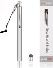 amPen Hybrid Stylus Pen - Interchangeable Hybrid Tip Touchscreen Stylus Silver