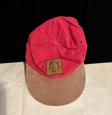 Vintage Suede STETSON COUNTRY Baseball Ball Cap Hat Red USA 