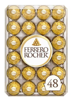Ferrero Rocher Hazelnut Chocolates, 48 Count - Indulgent Gold-Wrapped Chocolate