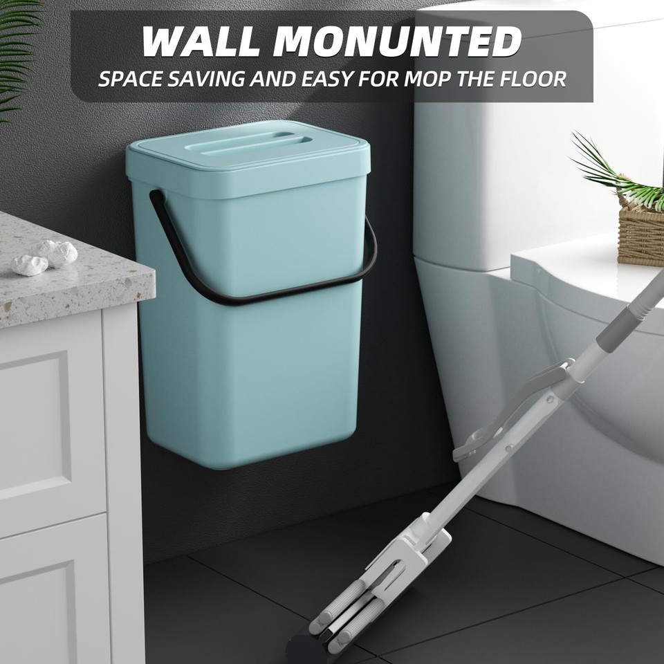 12L/3.2Gal Blue Polypropylene Compost Bin with Lid for Kitchen Under