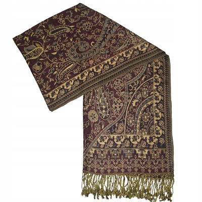 Pashmina Style Zweiseitiger Schal Schleier Dupatta Stola Paisley Gewebt S27.03