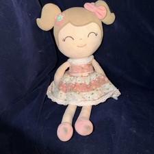 Gloveleya Fall Floral Print Dress Lace Trim Plush 11 Inch Stuffed Doll No Tag