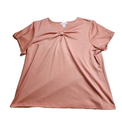 Liz Claiborne Women s XXL Keyhole Top - Salmon Pink - Button Sleeve Detail
