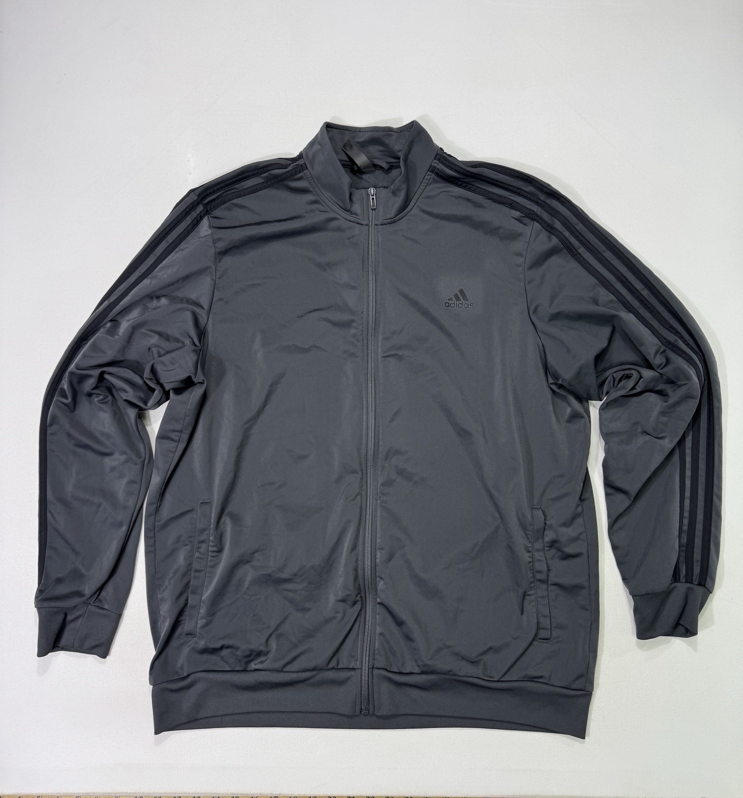 Adidas Essentials Track Jacket Zip 3-Stripes Gray… - image 1