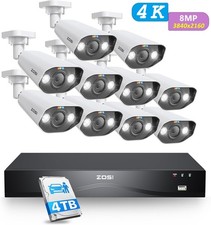 ZOSI 16CH 4K PoE Security Camera System 10x8MP Outdoor 2 Way Talk Camera 4TB HDD