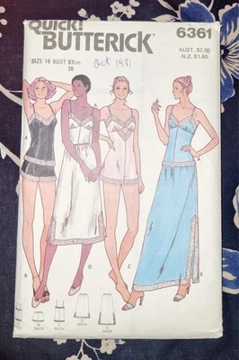 1970's Butterick Pattern No 6361 Uncut Size 16 Lingerie - image 1 of 2