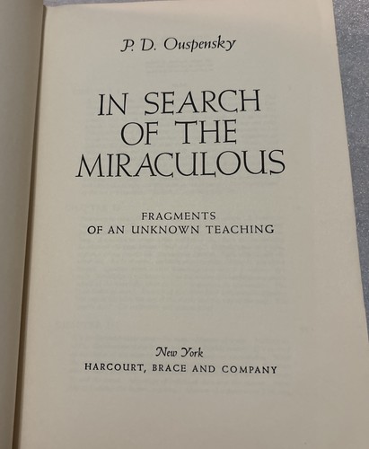 IN SEARCH OF THE MIRACULOUS by P.D. Ouspensky (hardcover DJ) 1949 - Imagen 5 de 6