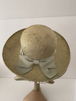 Seltener Laura Ashley Vintage grüner Strohhut Made in Great Britain Grande Bretagne
