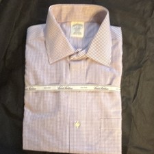 Brooks Brothers Regent Men's Non-Iron Supima Cotton Purple/White Gingham 16 32