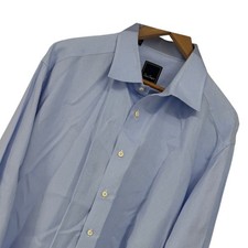 David Donahue Mens Dress Shirt Light Blue 100% Cotton 18.5 34/35 Old Money
