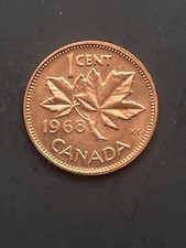 CANADA 1968 Uncirculated Maple Leaf 1 One Small Cent plucked from Bank Roll UNC