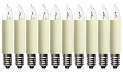 10x Kleinschaftkerze 23V 3W E10  für 10er Lichterkette Schwibbogen Pyramide