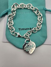 Bracciale Tiffany & Co. Argento 925 Love Cuore Tag Si prega di tornare a Tiffany 7,1 in