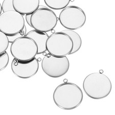 20Pcs 18mm Stainless Steel Cabochons Setting Blank Base Silver