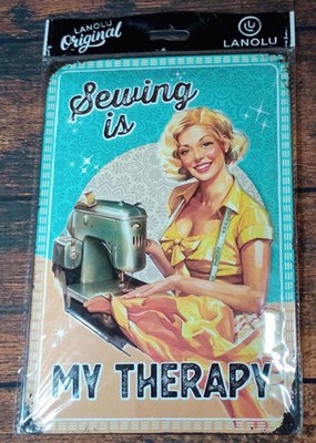 Lanolu Original 'Sewing is My Therapy' Vintage Style Metal Sign