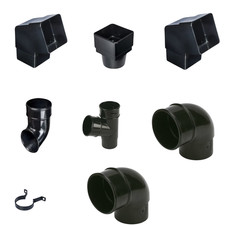 68mm Round Downpipe Fittings Socket Shoe Bend Branch Clip Adaptor uPVC Gutter
