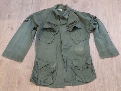 VINTAGE 69 VIETNAM ERA RIPSTOP JUNGLE COAT OD 107 100-69-C-1162 Mid Reg Patches