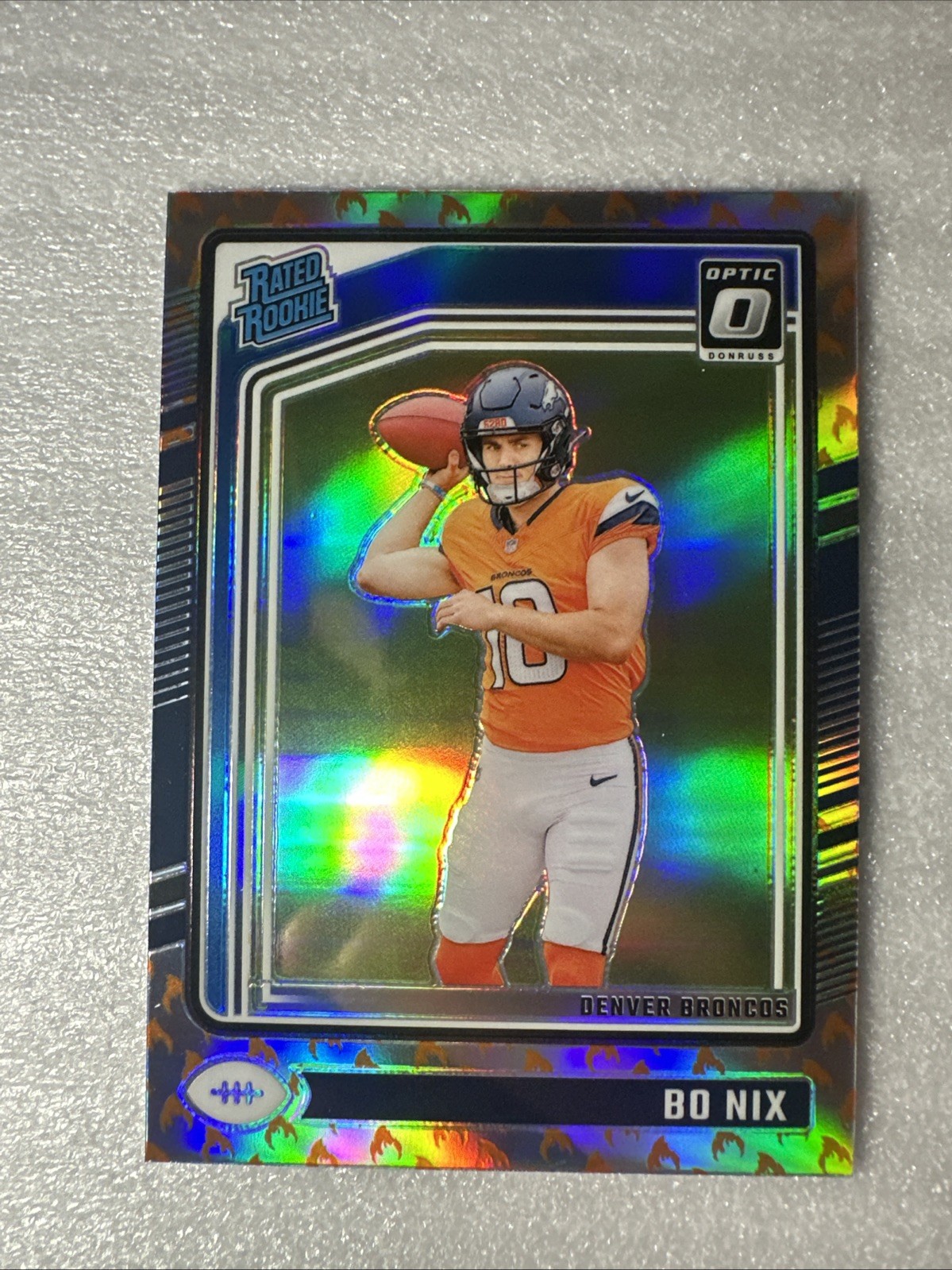2024 Donruss Optic Football #209 Bo Nix - Case Hit Fire Emoji Rookie Card - RC