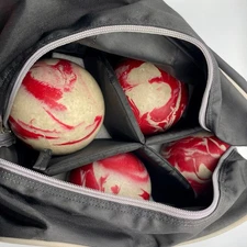 Candlepin Bowling Balls Set of 4 with Bag & EPCO Insert Varying Weight Red White