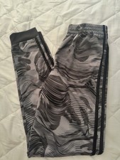 Adidas Jogger Pants Boys 14 16 Grey Black Abstract Wavy Pattern Athletic Sporty