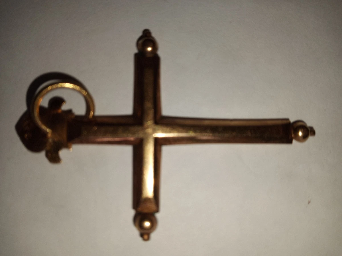 Croix Bretonne Régionale En Or Massif 18k - Époque XIXe Siècle - Vintage Avec Légères Traces